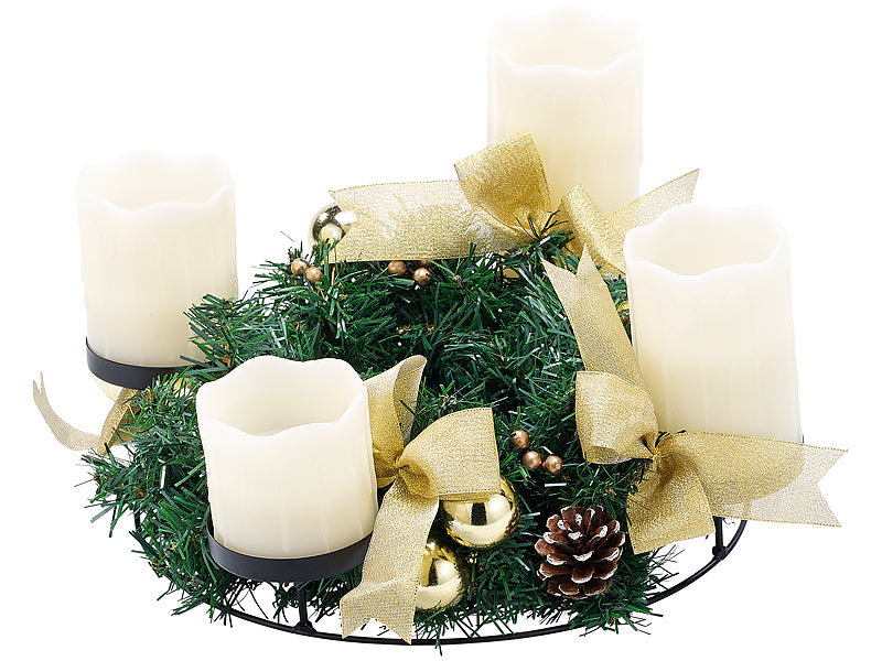 ; Adventskränze, LED-Echtwachskerzen mit beweglicher Flamme und Fernbedienung Adventskränze, LED-Echtwachskerzen mit beweglicher Flamme und Fernbedienung Adventskränze, LED-Echtwachskerzen mit beweglicher Flamme und Fernbedienung 