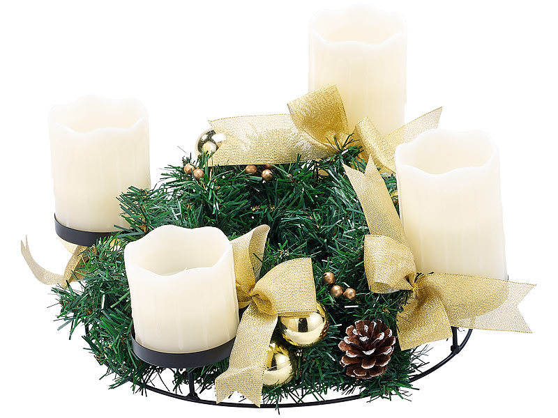 ; Adventskränze, LED-Echtwachskerzen mit beweglicher Flamme und Fernbedienung Adventskränze, LED-Echtwachskerzen mit beweglicher Flamme und Fernbedienung Adventskränze, LED-Echtwachskerzen mit beweglicher Flamme und Fernbedienung 