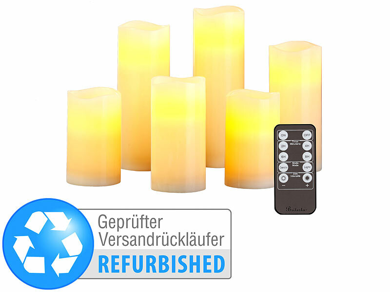 ; LED-Echtwachskerzen mit beweglichen Flammen LED-Echtwachskerzen mit beweglichen Flammen 
