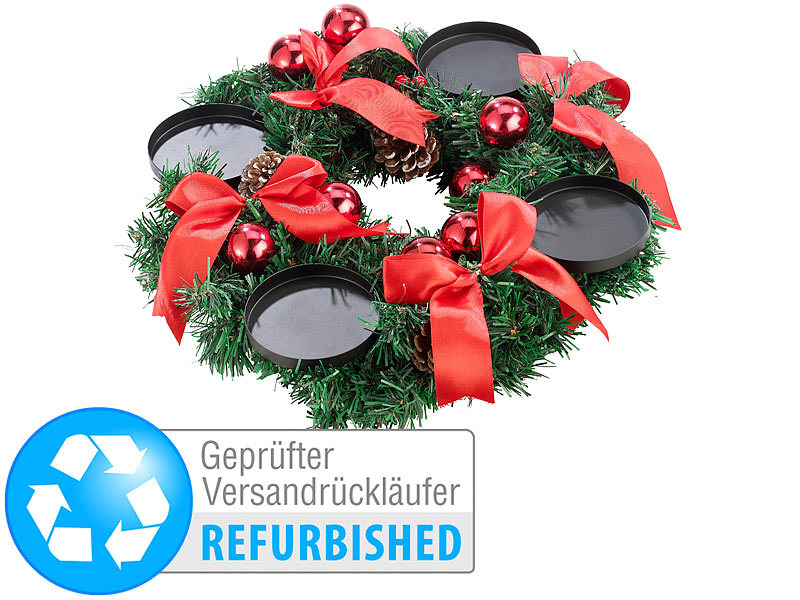 ; LED-Echtwachskerze mit Fernbedienungen und Timern, Adventskränze mit LED-Kerzen 