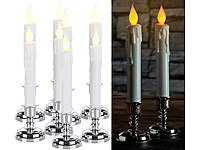 Britesta 8er-Set LED-Stabkerzen mit silbernem Kerzenständer, flackernde Flamme; LED-Echtwachskerzen mit beweglichen Flammen LED-Echtwachskerzen mit beweglichen Flammen LED-Echtwachskerzen mit beweglichen Flammen 