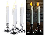 Britesta 4er-Set LED-Stabkerzen mit silbernem Kerzenständer, flackernde Flamme; LED-Echtwachskerzen mit beweglichen Flammen LED-Echtwachskerzen mit beweglichen Flammen LED-Echtwachskerzen mit beweglichen Flammen 