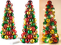 Britesta 2er-Set LED-beleuchtete Weihnachtsbaum-Pyramiden mit bunten Kugeln