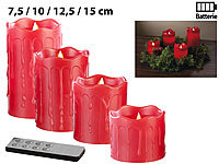 ; Adventskränze mit LED-Kerzen, AdventskränzeLED-Echtwachskerzen mit beweglicher Flamme und Fernbedienung 