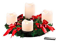 Britesta Adventskranz mit weißen LED-Kerzen, rot geschmückt