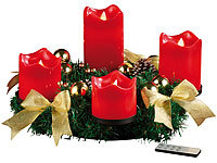 Britesta Adventskranz, golden, 4 rote LED-Kerzen mit bewegter Flamme