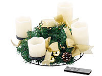 Britesta Adventskranz, golden, 4 weiße LED-Kerzen mit bewegter Flamme; LED-Echtwachskerzen mit beweglichen Flammen LED-Echtwachskerzen mit beweglichen Flammen LED-Echtwachskerzen mit beweglichen Flammen 