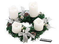 Britesta Adventskranz, silbern, 4 weiße LED-Kerzen mit bewegter Flamme; LED-Echtwachskerzen mit beweglichen Flammen LED-Echtwachskerzen mit beweglichen Flammen LED-Echtwachskerzen mit beweglichen Flammen 