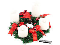 Britesta Adventskranz, rot, 4 weiße LED-Kerzen mit bewegter Flamme