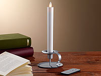 Britesta LED-Stabkerze mit silbernem Kerzenhalter, bewegliche Flamme, weiß