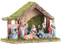 Britesta Klassische Holz-Weihnachtskrippe, handbemalte Porzellan-Figuren, klein