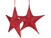 Britesta 2er-Set faltbare Weihnachtssterne zum Aufhängen, rot glitzernd, Ø 40cm