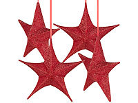 Britesta 4er-Set faltbare Weihnachtssterne zum Aufhängen, rot glitzernd, Ø 40cm