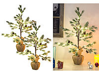 Britesta 2er-Set Deko-Nadelbäumchen im Topf, 24 LEDs, Kunstschnee, Zapfen, 70cm; Tisch-LED-Weihnachts-Nadelbaum Tisch-LED-Weihnachts-Nadelbaum Tisch-LED-Weihnachts-Nadelbaum 