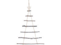 Britesta Deko-Holzleiter in Weihnachtsbaum-Form zum Aufhängen, 48 x 78 cm; LED-Kugelpyramiden 