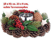 Britesta Handgefertigtes Weihnachts & Adventsgesteck mit Teelicht-Halter, 23cm; Deko-Tannengirlanden Deko-Tannengirlanden Deko-Tannengirlanden