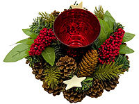 Britesta Handgefertigtes Weihnachts & Adventsgesteck mit Teelicht-Halter, 23cm