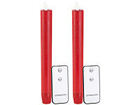 Britesta LED-Stabkerze mit beweglicher Flamme und Fernbedienung, rot, 2er-Set