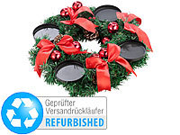 Britesta Adventskranz mit rotem Schmuck, Ø 30 cm (Versandrückläufer); Adventskränze mit LED-Kerzen 