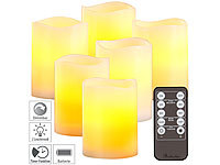 Britesta 6er-Set dimmbare LED-Echtwachskerzen mit Fernbedienung, je 7,5 x 10 cm; LED-Echtwachskerzen mit beweglichen Flammen LED-Echtwachskerzen mit beweglichen Flammen 