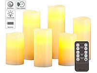Britesta 6er-Set dimmbare LED-Echtwachskerzen mit Fernbedienung, in 5 Größen; Echtwachs LED Stabkerzen mit beweglichen Flammen 