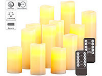 Britesta 12er-Set dimmbare LED-Echtwachskerzen mit Fernbedienung, in 5 Größen; LED-Echtwachskerzen mit beweglichen Flammen 