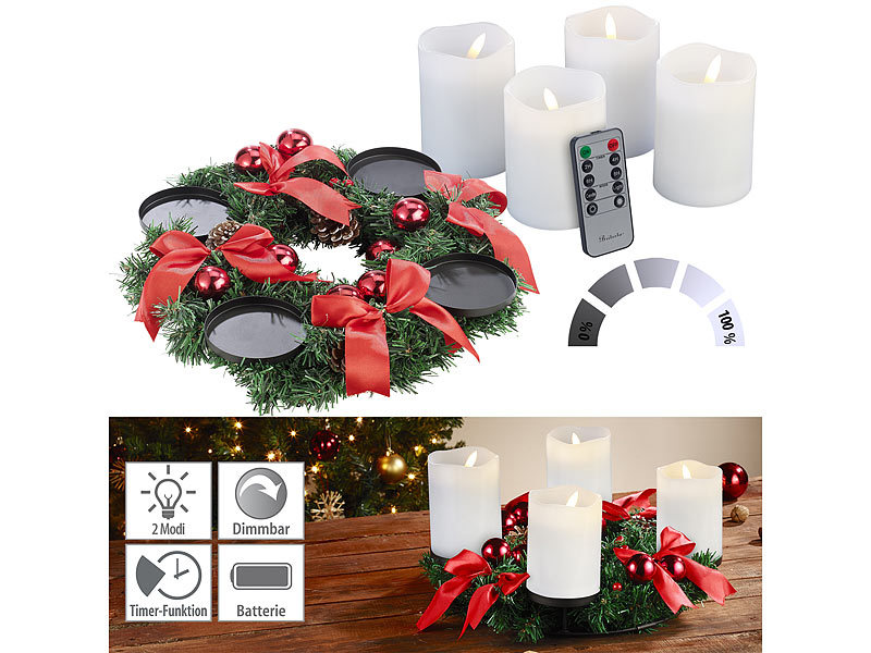 ; Adventskränze mit LED-Kerzen Adventskränze mit LED-Kerzen Adventskränze mit LED-Kerzen Adventskränze mit LED-Kerzen 